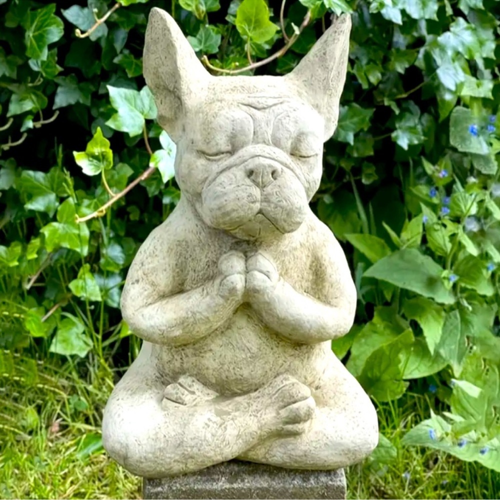 Meditating Bulldog Garden Statue NWT